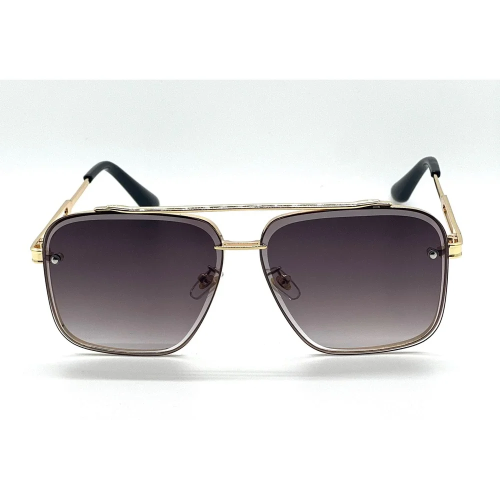 Men's Gold‎ Rimmed Aviator Sunglasses Gradient Lenses Metal Frame Modern Lentes